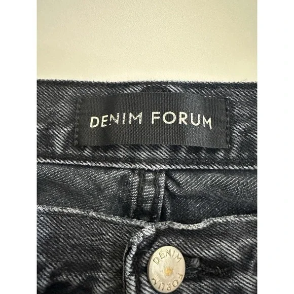 Denim Forum The Farrah High‎ Rise Wide Leg Jean Sz 31 Organic Cotton Black Denim - Picture 3 of 14